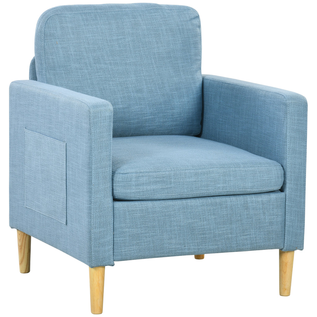 DodiOnline Modern Accent Chair, Comfy Fireside Chair, Upholstered Armchair for Living Room, Bedroom, Home Office, Blue