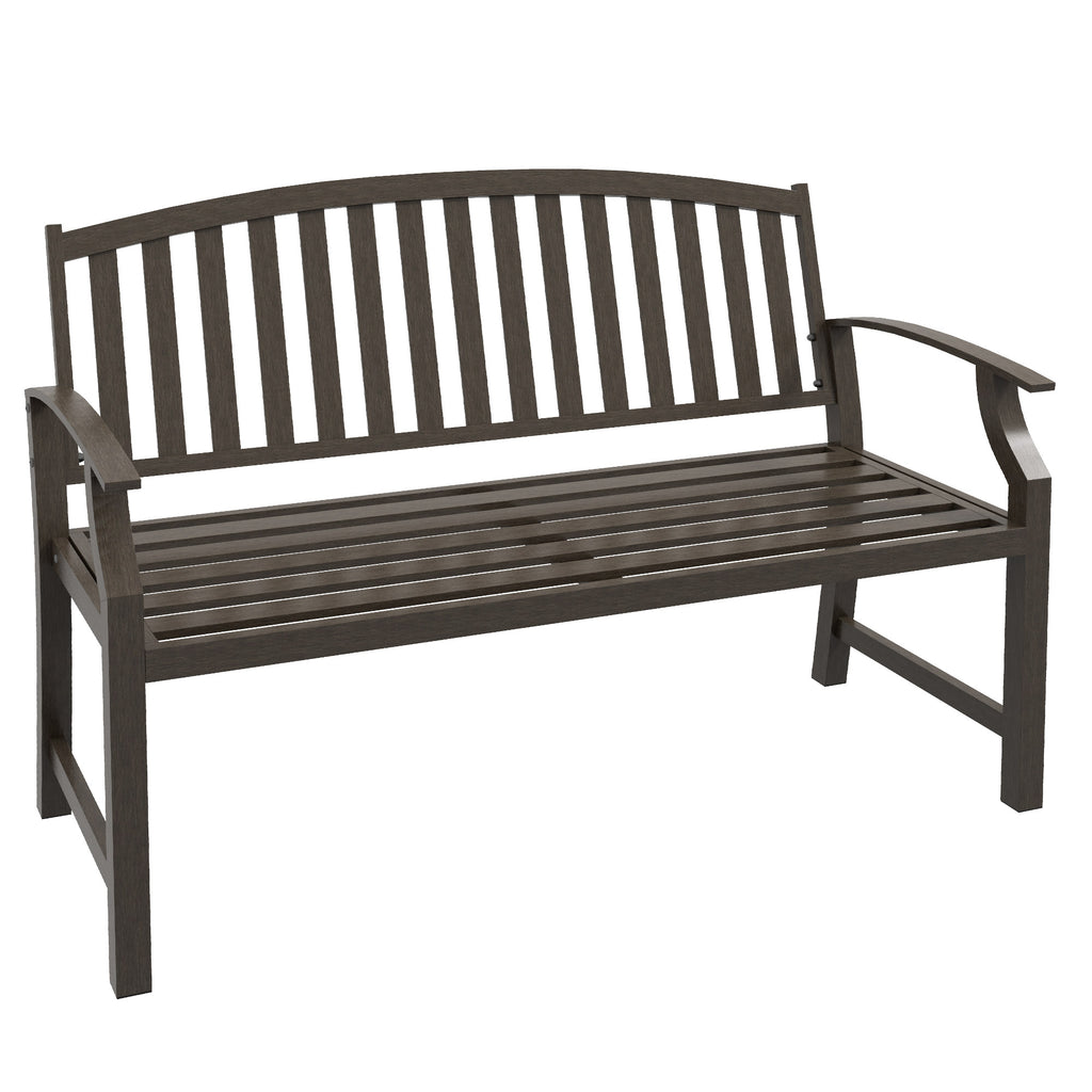 DodiOnline Two-Seater Simple Metal Bench - Brown