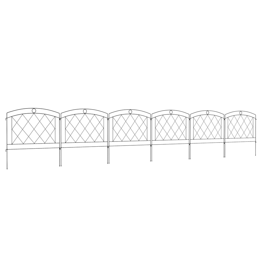 DodiOnline Metal Decorative Outdoor Picket Fence Panels Set of 6, Black