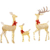 DodiOnline Lighted Reindeer Christmas Decorations Outdoor, 3-Piece Light Up Deer Family Set of 3 with 283 LED Lights for Indoor, Lawn, Garden, Gold Tone