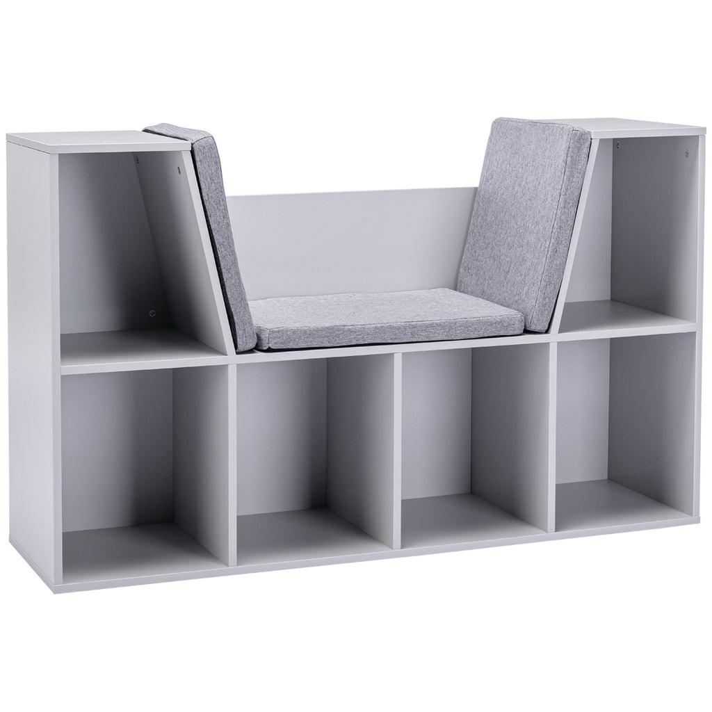 DodiOnline Kids Bookcase Shelf Storage Cabinet Unit, Living Room Sideboard w/ Six Compartments for Toys, Books - Grey
