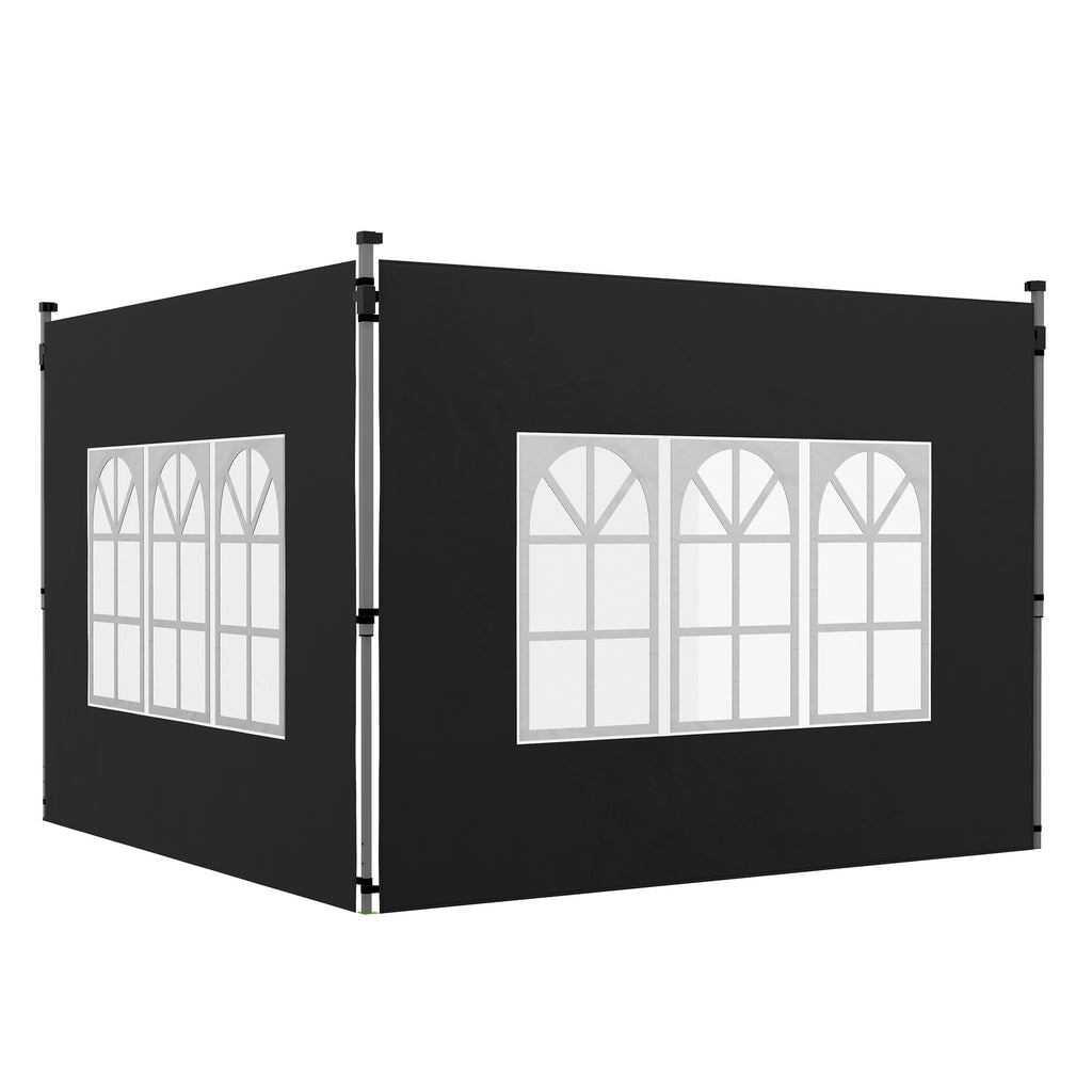 DodiOnline Gazebo Side Panels, Sides Replacement with Window for 3x3(m) or 3x4m Pop Up Gazebo, 2 Pack, Black