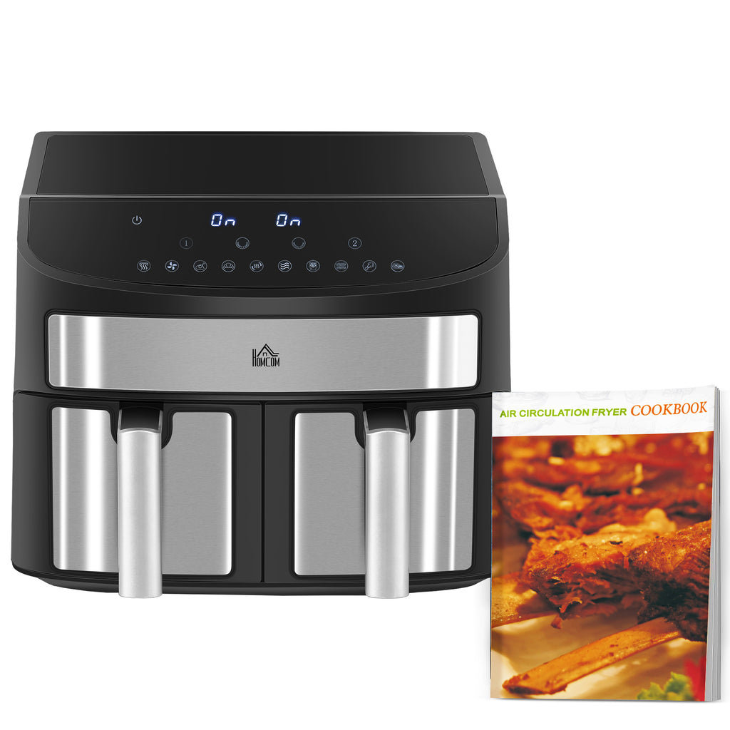 DodiOnline Dual Zone Air Fryer, 10-in-1 8L with Sync Cook & Sync Finish, 60-Minute Timer for Oil Free & Low Fat Cooking, 2400W