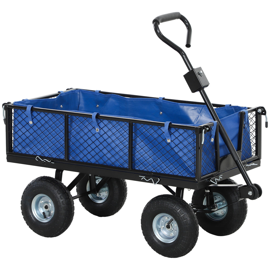 DodiOnline 114L Steel Frame Garden Cart Trolley - Blue