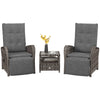 DodiOnline 2 Seater Patio Rattan Wicker Chaise Lounge Sofa Set w/ Cushion for Patio Garden Porch, Brown