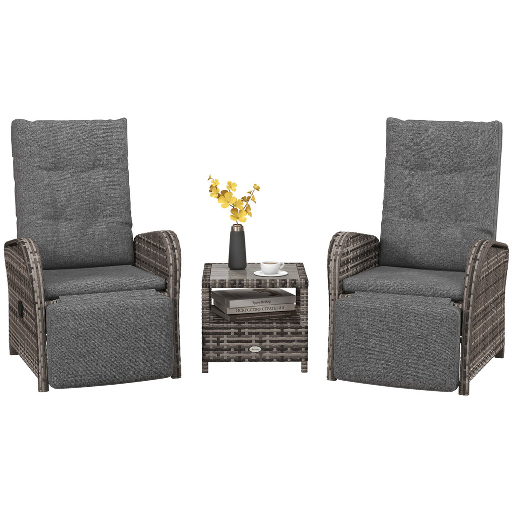 DodiOnline 2 Seater Patio Rattan Wicker Chaise Lounge Sofa Set w/ Cushion for Patio Garden Porch, Brown