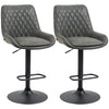 DodiOnline Retro Bar Stools Set of 2, Adjustable Kitchen Stool, Upholstered Bar Chairs with Back, Swivel Seat, Dark Grey