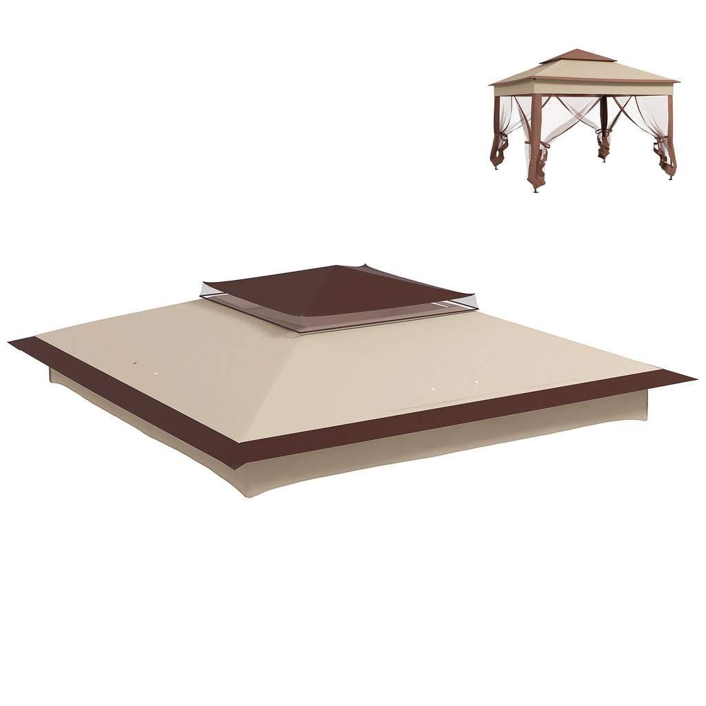 DodiOnline Pop up Gazebo Cover, 2-Tier Gazebo Roof Replacement for 3.25m x 3.25m Frame, 30+ UV Protection, Beige