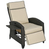 DodiOnline Outdoor Recliner Chair with Adjustable Backrest and Footrest, Cushion, Side Tray, Khaki