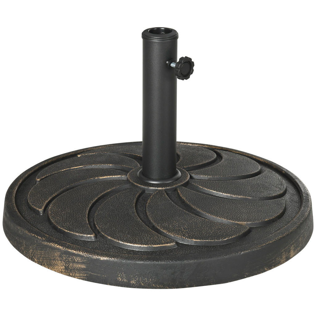 DodiOnline 18kg Resin Garden Parasol Base, Round Outdoor Market Umbrella Stand Weight for Poles of ?38mm to ?48mm, Bronze