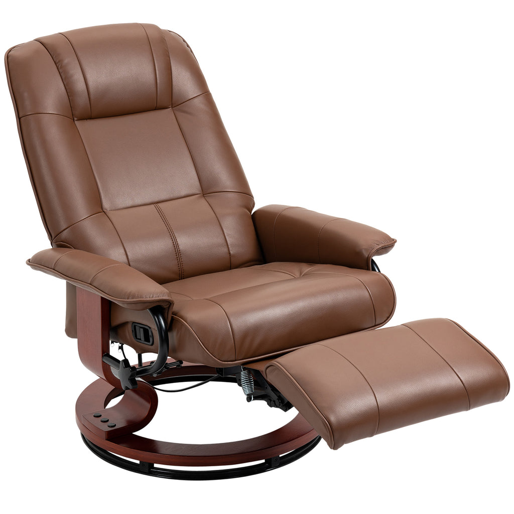 DodiOnline Faux Leather Armchair, with 145° Reclining Back and Footrest - Brown