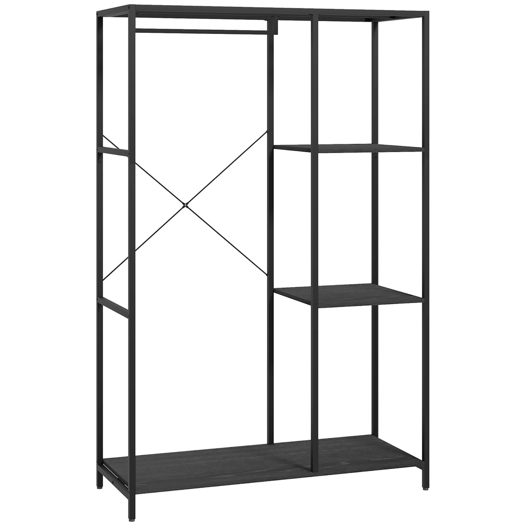 DodiOnline Steel Frame Clothes Storage Rack, with Shelves - Black
