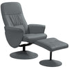 DodiOnline Swivel Recliner Chair with Footstool, PU Leather Armchair and Ottoman with High Back and Round Base for Living Room, Grey