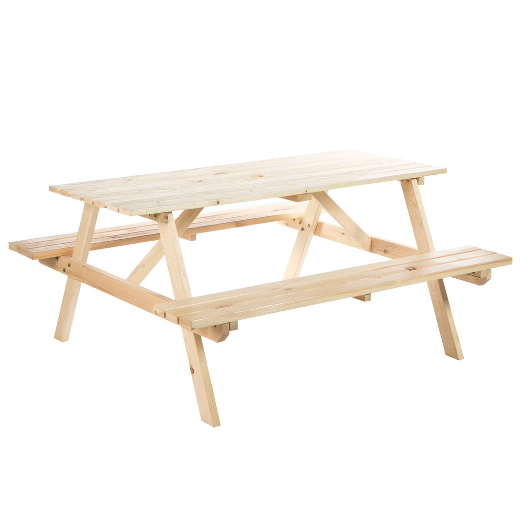 DodiOnline 4 Seater Wooden Picnic Table Bench for Outdoor Garden or Patio with Parasol Cutout 150 cm