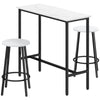 DodiOnline Three-Piece Marble-Effect Bar Table Set - White/Black