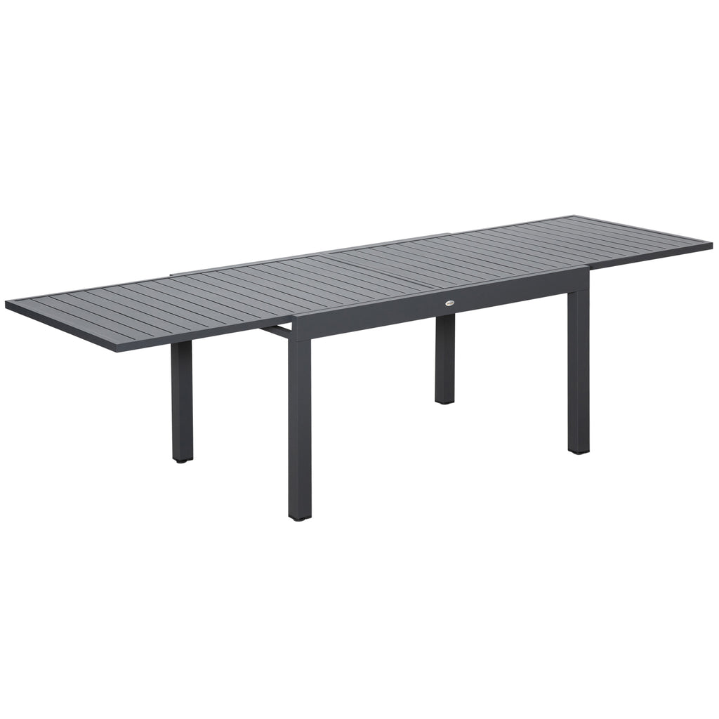 DodiOnline Extendable Garden Table 135-270cm x 90cm x 75cm, 10 Seater Outdoor Dining Table with Aluminium Frame for Lawn, Balcony and Backyard, Grey