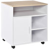 DodiOnline Multi-Storage Printer Stand Unit Office Desk Side Mobile Storage w/ Wheels Modern Style 60L x 50W x 65.5H cm - Oak