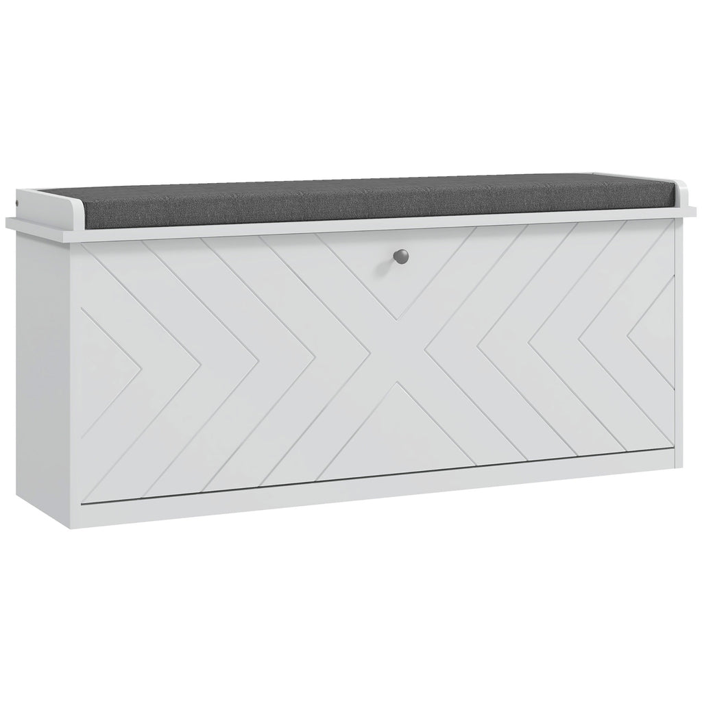 DodiOnline 10-Shoe Storage Bench, with Padded Top Seat - White/Grey
