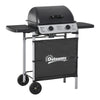 DodiOnline 2 Burner Gas BBQ Trolley with Lid, 5.6 kW Gas Barbecue Grill with Wheels, Side Shelves, Grey