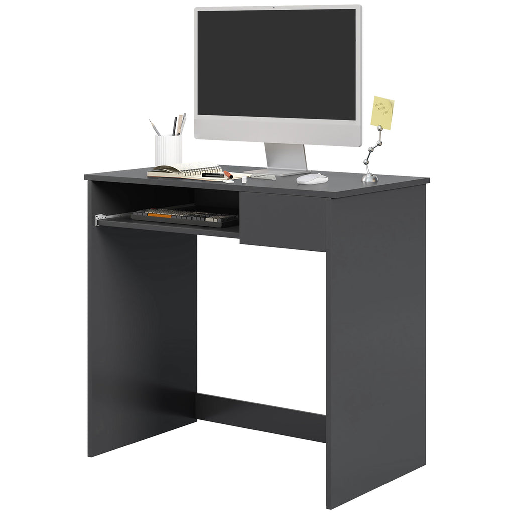 DodiOnline Compact Computer Desk with Keyboard Tray and Drawer, Study Desk, Writing Desk for Home Office, Grey