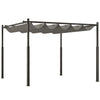 DodiOnline 3 x 3(m) Garden Pergola with Retractable Roof and Magnetic Fixture, Outdoor Gazebo Pergola Kit Sun Shade Canopy, UPF30+, 80mm Metal Column, Grey