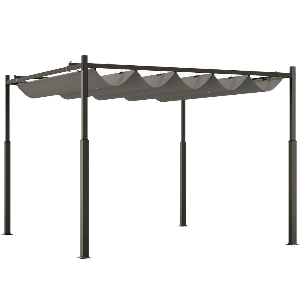 DodiOnline 3 x 3(m) Garden Pergola with Retractable Roof and Magnetic Fixture, Outdoor Gazebo Pergola Kit Sun Shade Canopy, UPF30+, 80mm Metal Column, Grey