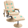 DodiOnline Manual Sofa Reclining Armchair PU Leather Massage Recliner Chair and Ottoman, Cream