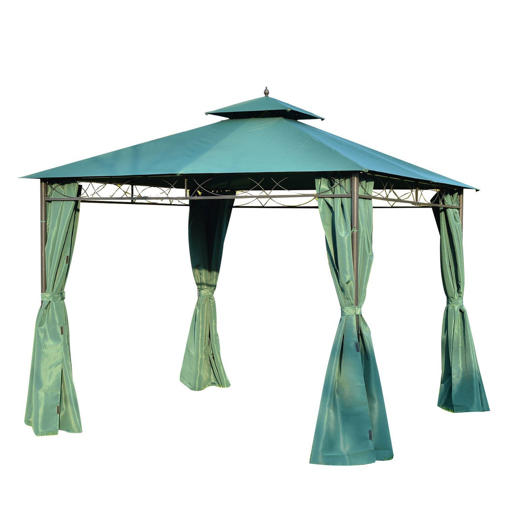 DodiOnline 3(m) x 3(m) Metal Garden Gazebo Marquee Party Tent Patio Canopy Pavilion + Sidewalls - Green
