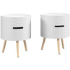 DodiOnline 3-Tier Coffee Table, Round End Table with 2 Hidden Compartments and Detachable Tray, Side Table with Storage for Living Room, Set of 2, White