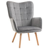 DodiOnline Modern Accent Chair, Upholstered Tufted Wingback Armchair with Seat Padding, Leisure Lounge Bedroom Chair with Wood Legs, Grey