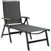 DodiOnline Outdoor Folding Sun Lounger, 5-Position Adjustable Chaise Lounge Chair with Aluminium Frame for Patio, Pool and Garden, Grey