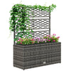 DodiOnline 33L Garden PE Rattan Planter with Trellis, Free Standing Flower Raised Bed for Garden, Garden Planter for Climbing Plants, 84cm x 30cm x 107cm, Light Grey