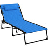 DodiOnline Padded Sun Lounger, with Five-Position Reclining Back - Blue