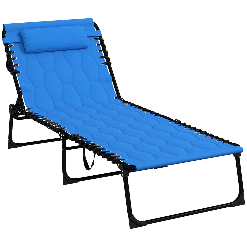 DodiOnline Padded Sun Lounger, with Five-Position Reclining Back - Blue