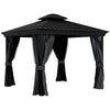 DodiOnline 3.65 x 3m Aluminium Hardtop Gazebo, with Accessories - Dark Grey