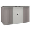DodiOnline Corrugated Garden Metal Storage Shed Outdoor Equipment Tool Box with Kit Ventilation Doors 9x 4FT Light Grey