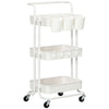 DodiOnline Three-Tier Home Trolley, with Handle and Wheels - White