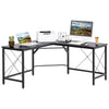 DodiOnline L-Shaped Corner Desk, Computer Desk for Home Office, Space-Saving Study Workstation, Easy to Assemble, 150 x 150 x 76cm, Black