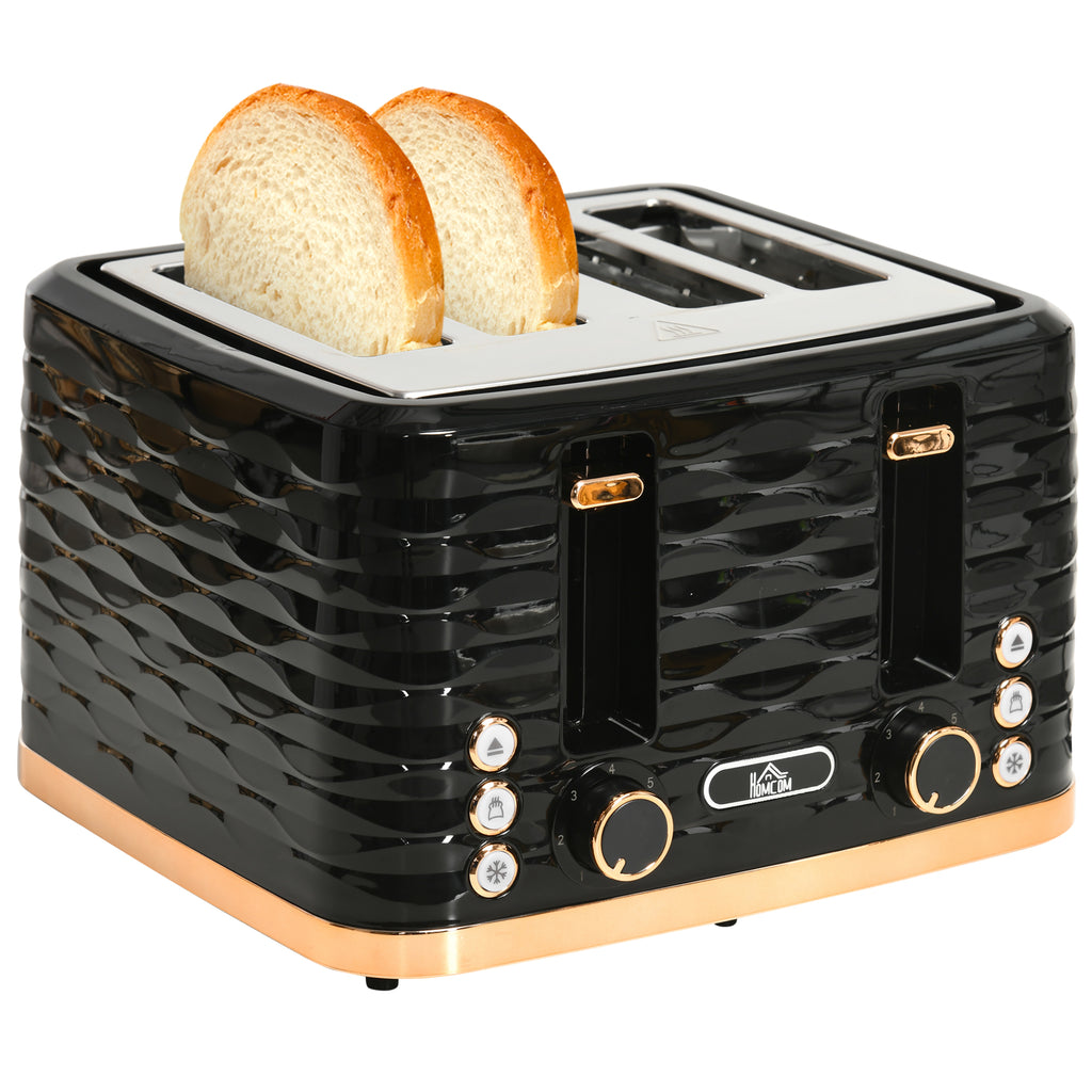 DodiOnline Four-Slice Rippled Toaster - Black