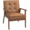 DodiOnline Retro-Style Accent Chair, with Faux Leather Seat - Brown