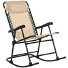 DodiOnline Folding Rocking Chair Outdoor Portable Zero Gravity Chair w/ Headrest Beige