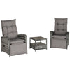 DodiOnline 2 Seater Patio Wicker Chaise Lounge Sofa Set with Fabric Cushion, Grey