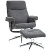 DodiOnline Velvet-Feel Recliner Chair and Ottoman - Dark Grey