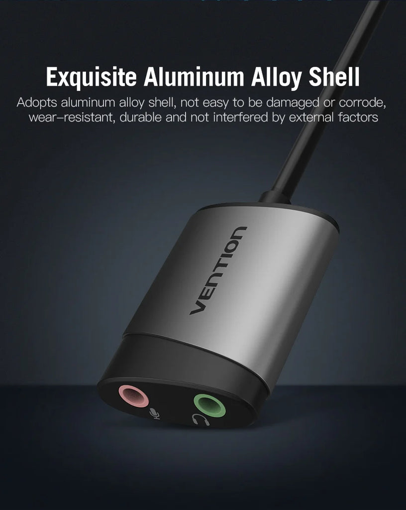 Vention USB External Sound Card USB to 3.5mm Audio Adapter with Microphone for PC Laptop MacBook PS5 Gaming Headset Sound Card