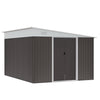 DodiOnline 11.3 x 9.2ft Lean to Metal Garden Shed, Outdoor Galvanised Tool Storage House with Double Sliding Doors and 2 Air Vents, Grey