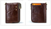 RFID Card Holder Wallet for Men Genuine Leather Small Money Bag Luxury Double Zipper Coin Pocket Quality Male Clutch Carteira