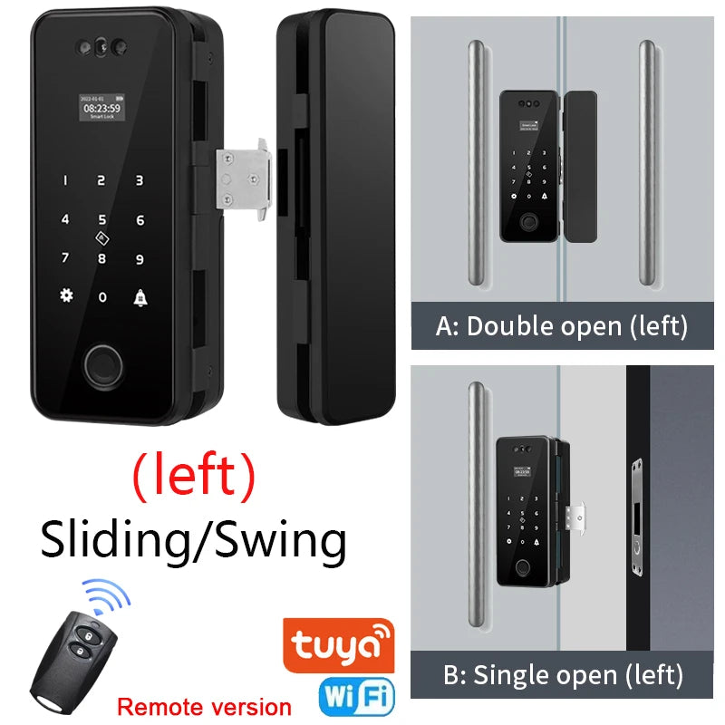 3D Face Recognition Smart Lock Infrared Sensor Tuya APP WIFI Biometric Electronic Fingerprint Unlock Glass Door Lock Office Door