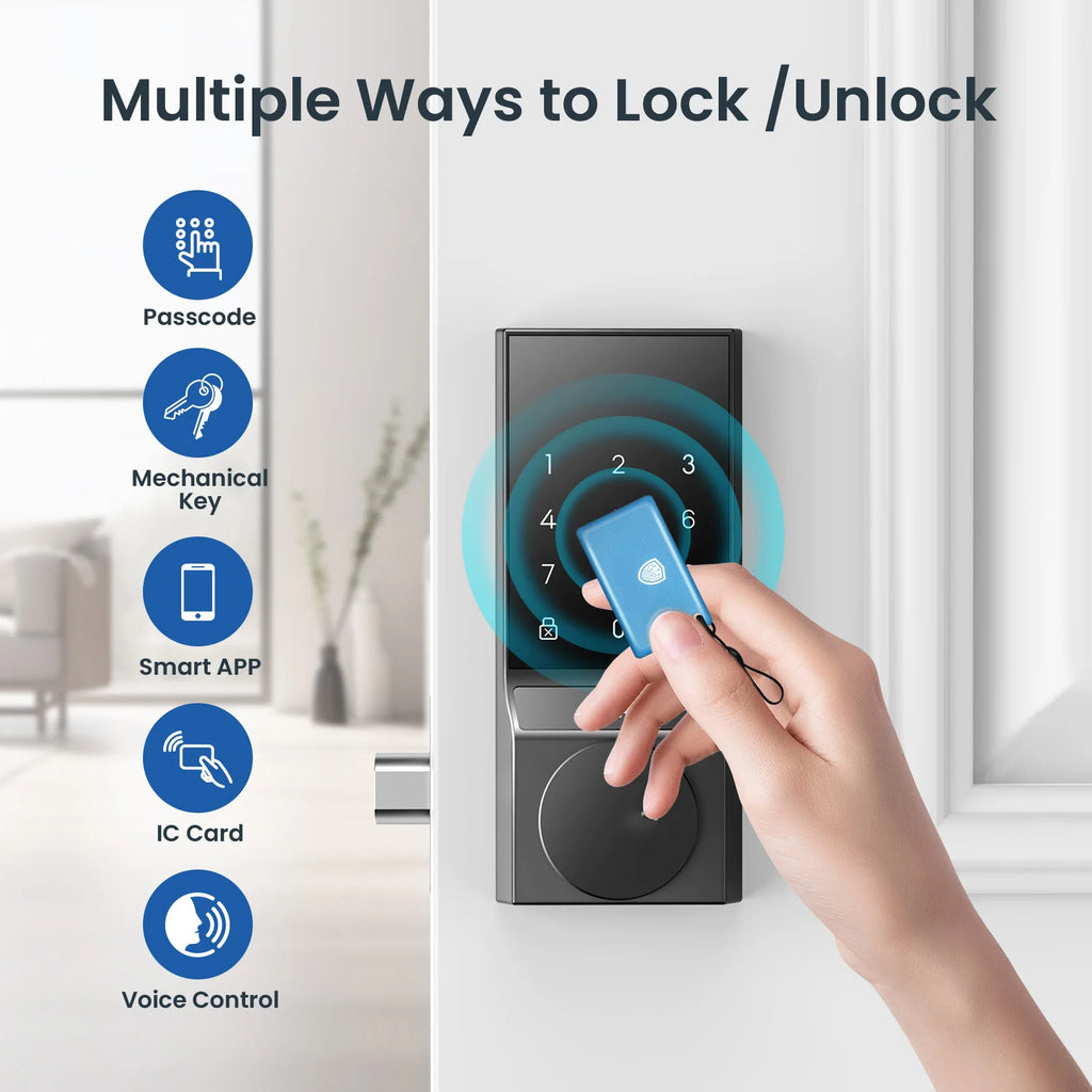 Smart Door Lock, Keyless Entry Door Lock with Doorbell, Door Locks for Front Door with App Control, Auto-Lock, with Bluetooth