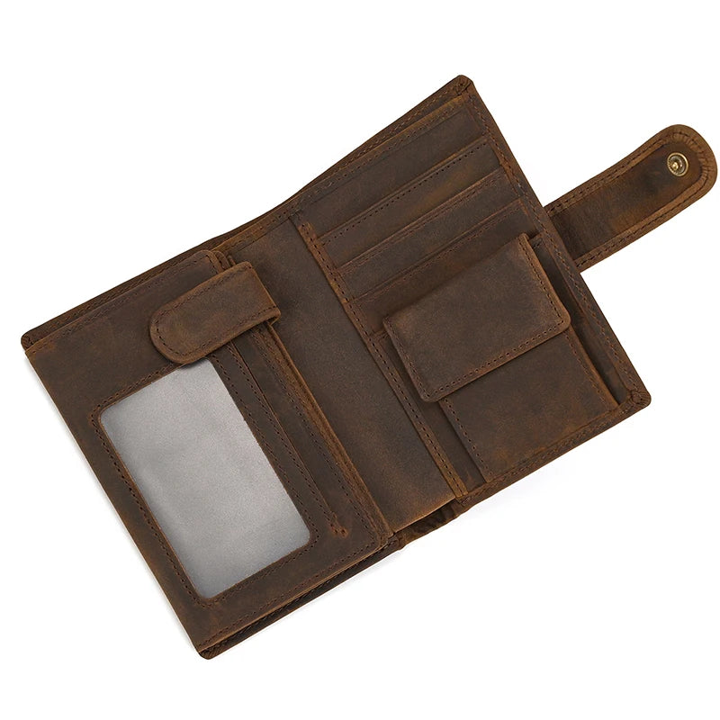 Retro anti-theft leather men's wallet male clip purse wallet casual style short purse cowhide retro luxury business card holder