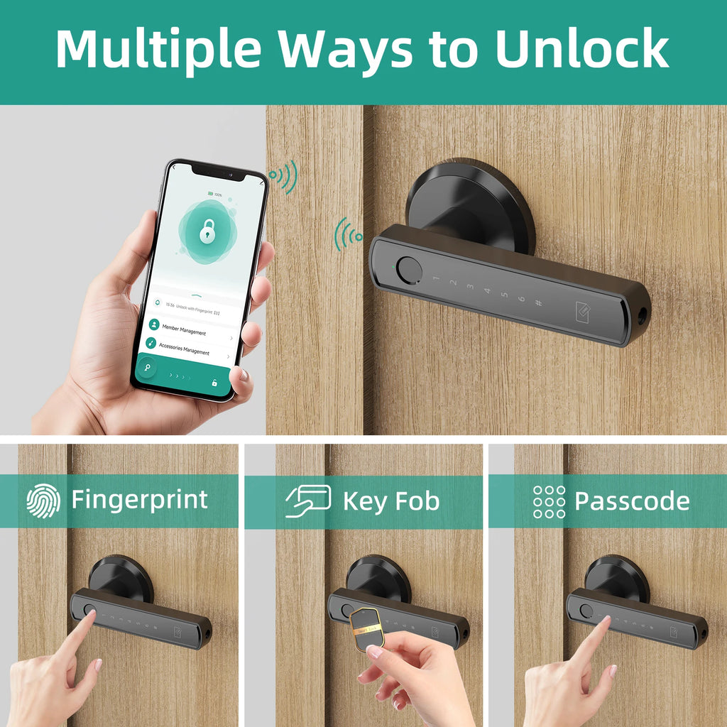 Viladepot Smart Lock Fingerprint Door Lock App Control Passcode Unlock Electronic Touchscreen Keypad